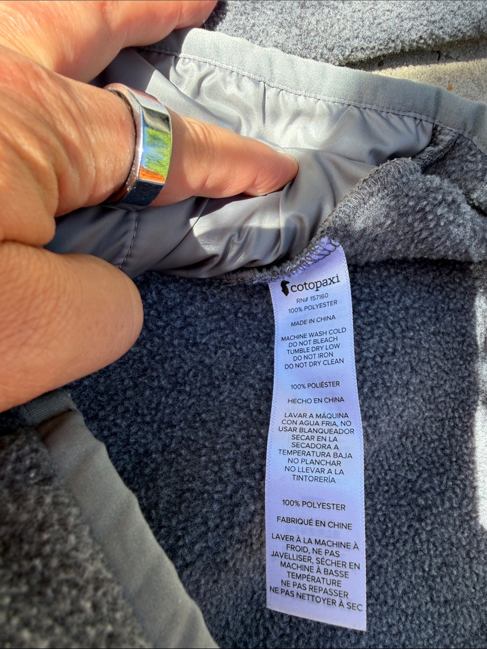 cotopaxi Gray Fleece Jacket with Teal, Purple & Orange Accents - Picture 4 of 4